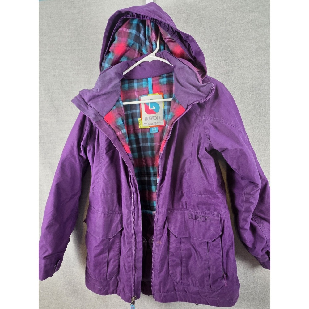 Burton DryRide Girls M Ski Jacket Coat Purple Lined Hooded Snowboard Zip Up